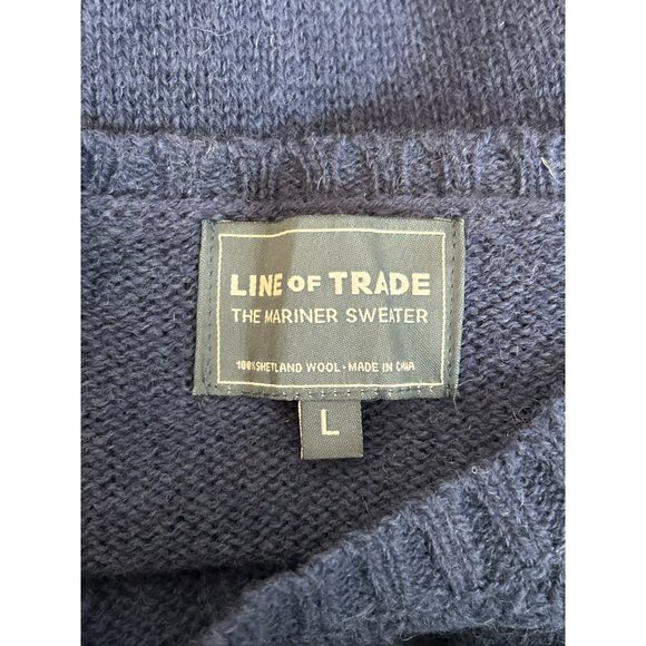 Line Of Trade Navy Blue Shetland Wool Mariner Cable Knit Sweater Size Large EUC - Picture 5 of 5